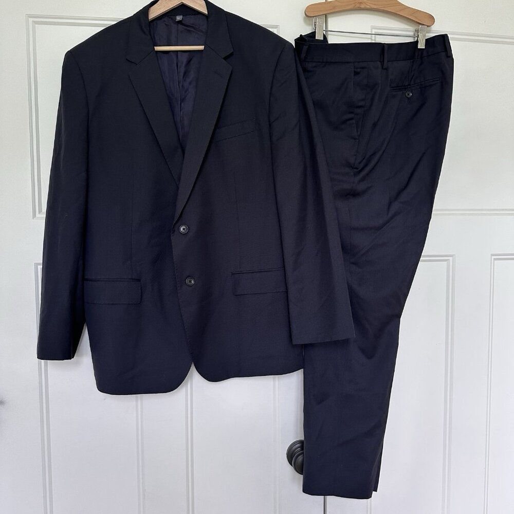 Bonobos Mens‎ 46R 40x30 Navy Marzotto Flannel Wool Italy Jacket Pants Suit